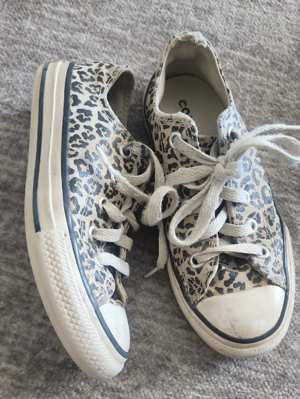 Converse Kids Leopard Canvas Sneakers - White/Gray